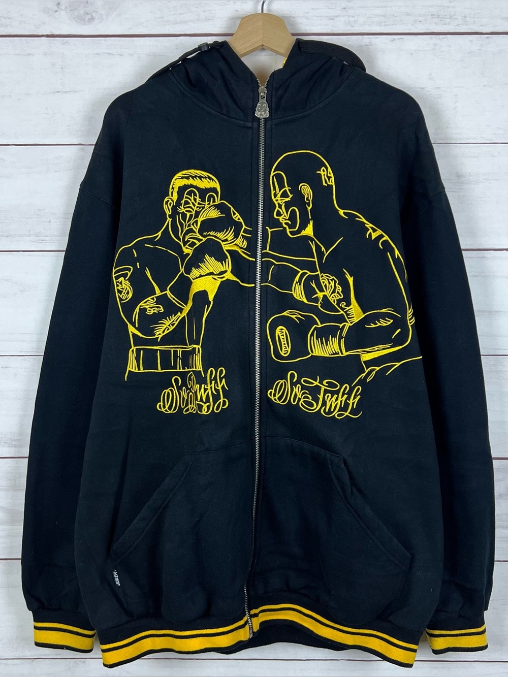 Vintage Y2K Joker Brand Boxing Full Zip Black Hoodie Streetwear Mens 2XL